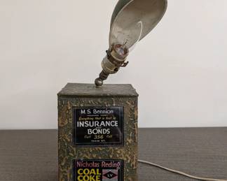 Advertising Tin Lamp, M.S. Bennion