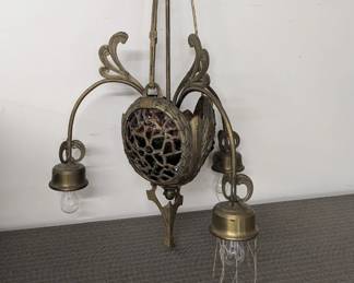 Ornate Brass Two-Light Gas Wall Bracket