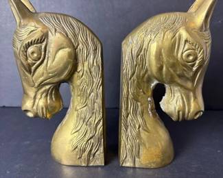005 pairofbrasshorseheadbookendsinthe