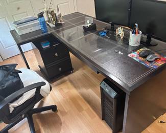 Desk with matching side table and file cabinet
