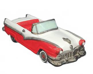 Ceramic Red and White Convertible Car Figurine