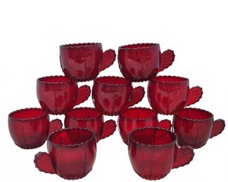 Martinville Radiance Ruby Red 11 Punch Cups