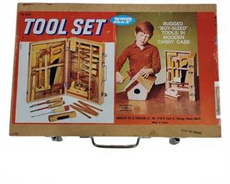 American Toy Wooden Tool Set in Case