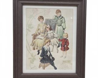 Framed 1903 Children's Fashion Print