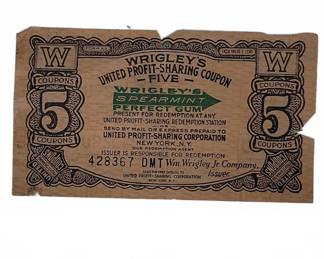 Wrigley's United Profit-Sharing Coupon Five