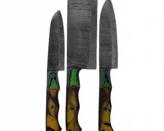 Damascus Steel Knives with Resin Handles