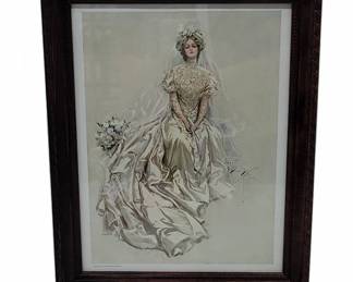 Framed Bridal Print by Harrison Fisher 1908