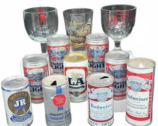Anheuser-Busch Beer Cans and Branded Glassware