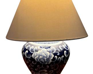 068 Chinese Blue White Porcelain Ginger Jar Lamp