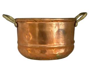 028 Antique Hammered Copper Pot with Brass Handles