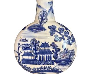033 Chinese Blue White Porcelain Moon Flask Vase