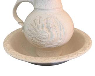 082 White Ceramic Pitcher and Basin Wash Set