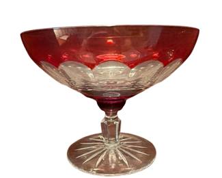 054 Ruby Red CuttoClear Crystal Compote