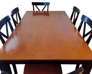 020 Cherry Wood Dining Table with 6 Chairs