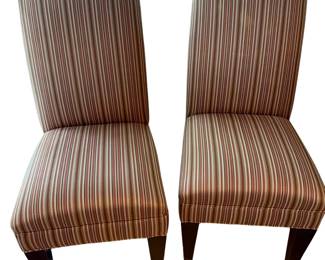 108 Striped Upholstered Parsons Dining Chairs Pair