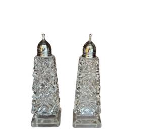 088 Cut Crystal Salt and Pepper Shakers Pair