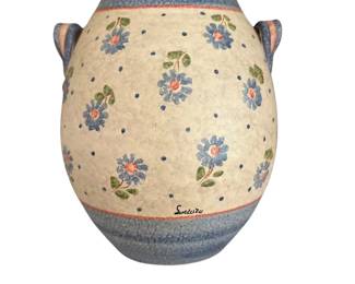 004 Vintage HandPainted Ceramic Floral Urn Vase