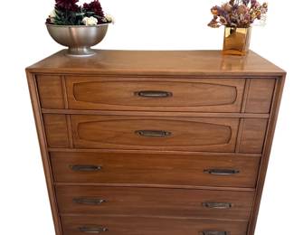 099 MidCentury Modern Walnut Highboy Dresser