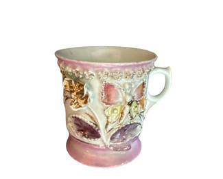 087 Victorian Embossed Floral Porcelain Mug
