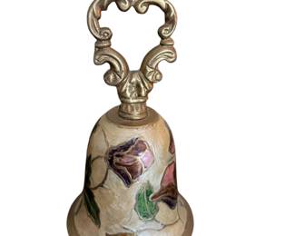 084 Brass Enamel Floral Decorative Hand Bell