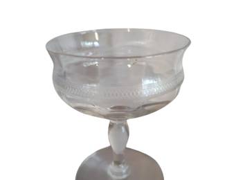 032 Vintage Crystal Champagne Coupe with Etched Band