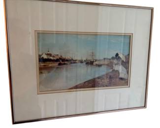 092 Impressionist Harbor Scene Framed Print