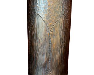 031 Arts Crafts Hammered Copper Cylinder Vase