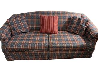 063 Plaid Upholstered TwoSeat Sleeper Loveseat Sofa with Mattress