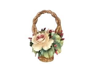 041 Porcelain Flower Basket Figurine Italian