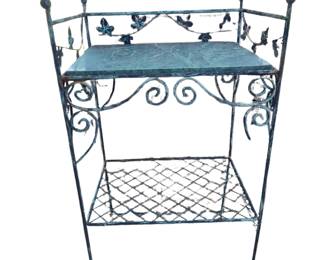 012 Wrought Iron TwoTier Stand with Marble Top