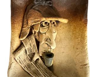038 Ceramic Relief Plaque Sherlock Holmes Figure