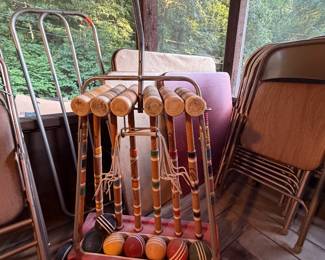 Croquet set, card tables