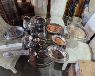 Large Vintage Silverplate Serving  Tableware Assortment