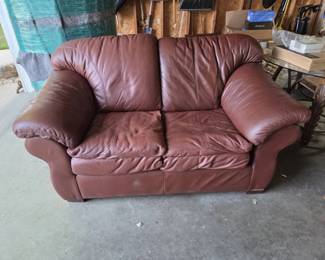 001 Natuzzi Italian Brown Leather Loveseat