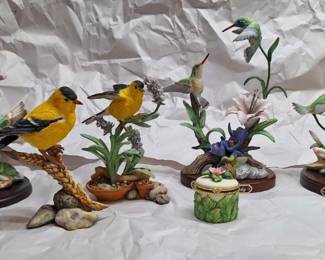 Decorative Bird  Hummingbird Figurine Collection with Floral Accents