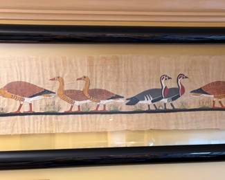 D4 $98. Papyrus reproduction Egyptian Medium Geese 42"x 15"
