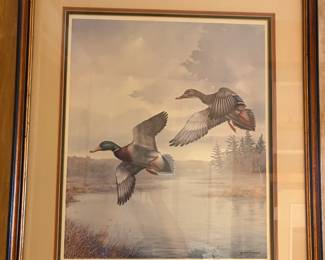 D7-$120. Andrew Kurzmann 24"x28" Mallards Over Island Lake