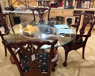 D24-$180 Glass Top Table with Wood Base 54" Round 28" Height