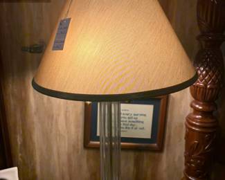 D13-$96. Pair of Glass and Brass Lamps