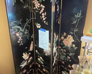 D10-$200 4 panel Asian Lacquered Screen