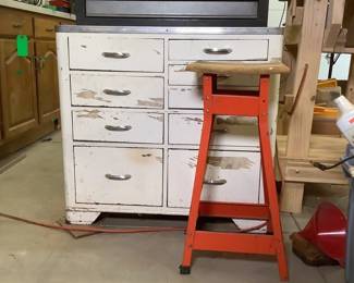 Vintage Cabinet and Stool