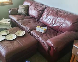 Leather Sofa and ottoman