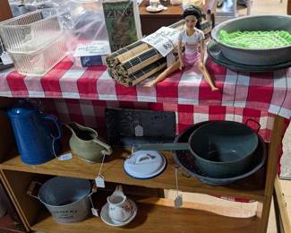 OLD CERAMIC PAINTED DISHES AND MISC