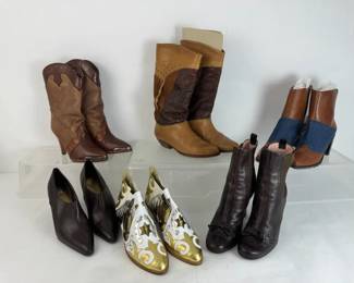 Miu Miu Apt. 9 Western Leather Womens Boots and Heels 6 Pair Designer Shoe Lot
