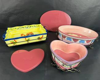 Temptations by Tara Rooster Sharing Hearts Ovenware Serving Set Colorful assortment of Temptati