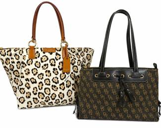 Dooney Bourke Leopard Print Signature Monogram Tote Handbags