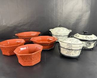 Temptations by Tara Williamsburg Black Floral Ovenware Serving Collection