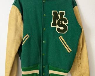 Vintage Wilson Sporting Goods Green Wool Leather Varsity Letterman Jacket Size 42 Vintage Wilson
