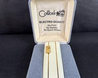 Colibri ElectroQuartz Vintage Piezoelectric Lighter Gold Tone with Original Case