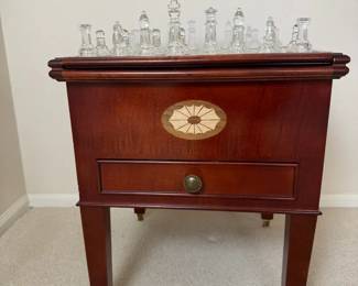 Four Star Group Wooden Game Table with Glass Chess Set Accessories